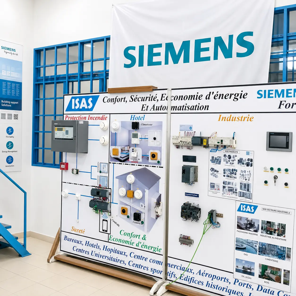 Plateforme de démonstration ISAS et Siemens : protection incendie, hôtel, industrie