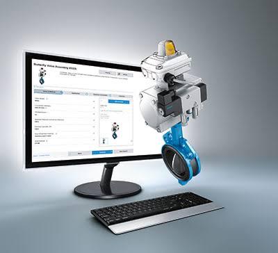 Butterfly valve with pneumatic actuator and online sizing software