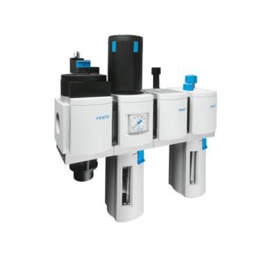 Compressed air preparation unit with filter, regulator and lubricator