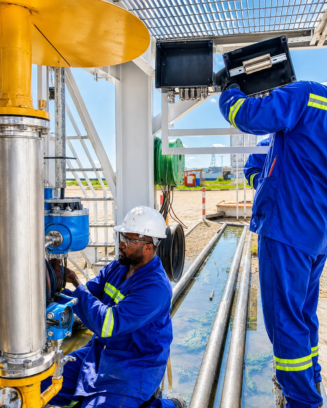 Équipe technique ISAS en intervention sur une installation industrielle