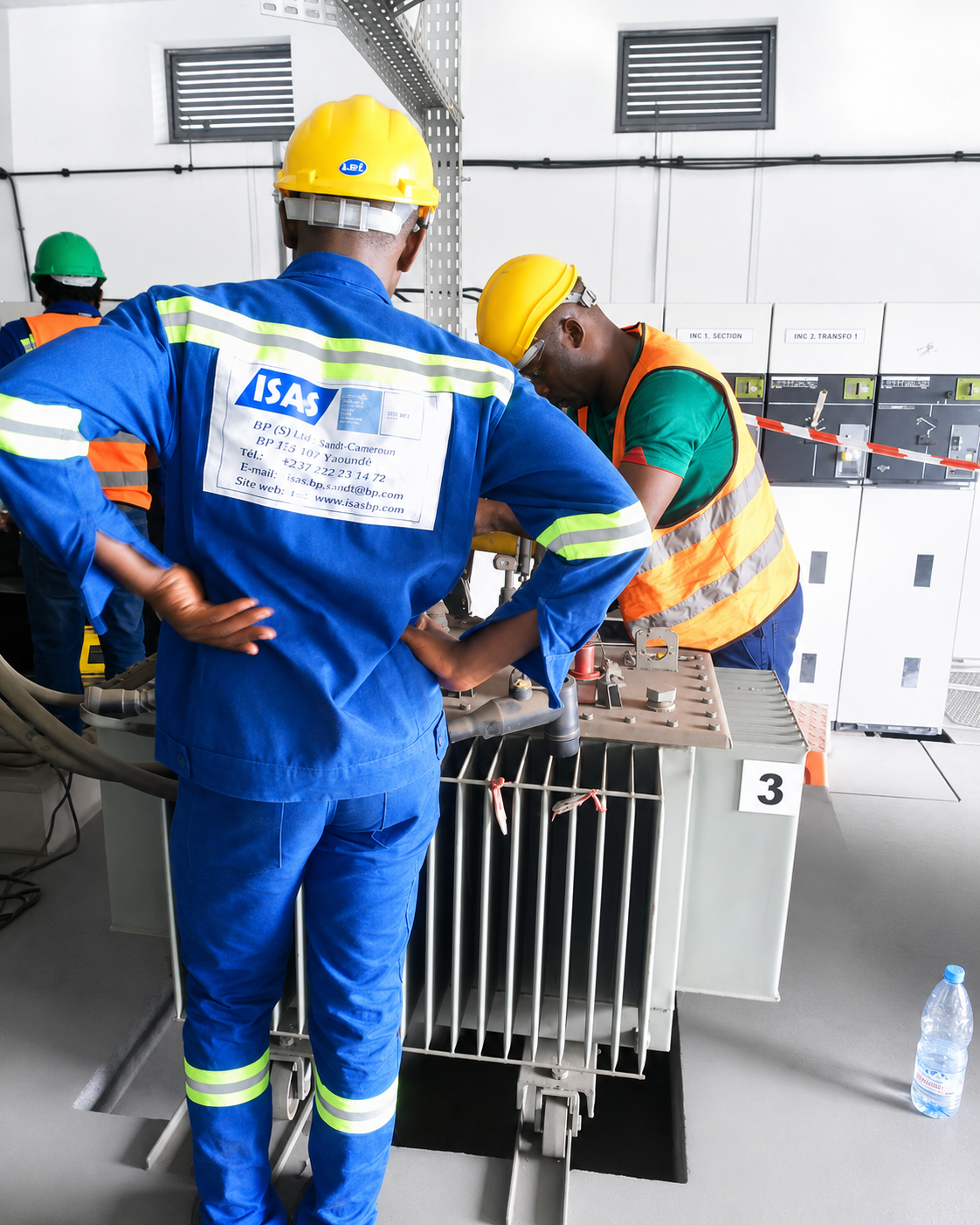 ISAS team commissioning a power transformer in an electrical substation